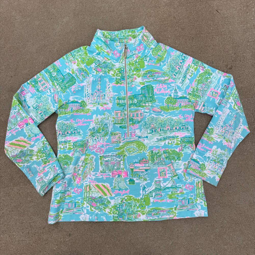 Lilly Pulitzer Lilly Loves Philadelphia Skipper Popover 1/2 Zip Top XL